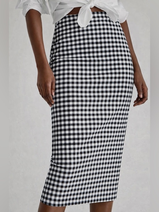 J. Crew Dresses & Skirts - J Crew No 2 Linen Stretch Gingham Check Pencil Skirt 6 Black White Classic NEW